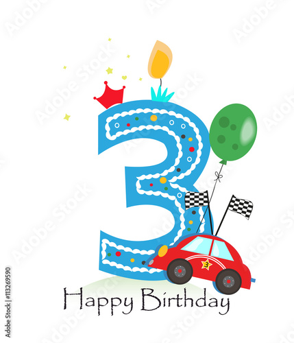 Download "Happy fifth birthday candle. Baby boy greeting card with ...