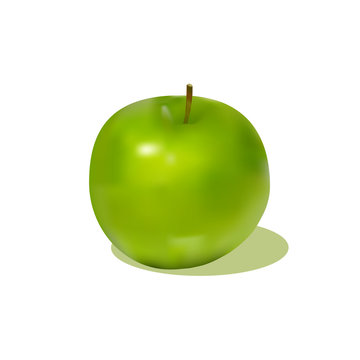 attractive green apple with shadow