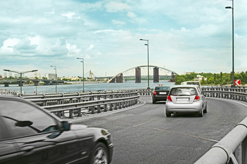 Modern bridge in big city