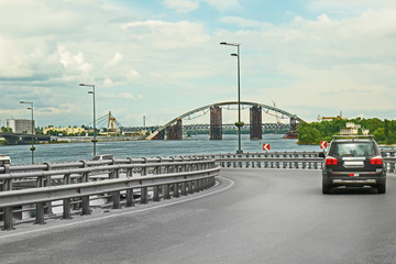 Modern bridge in big city