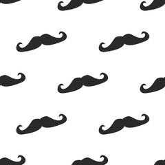 Tile vector pattern with black mustache on white background