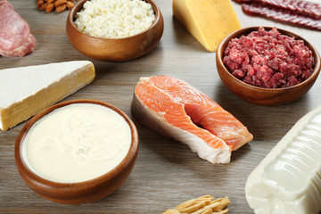Dairy products on table