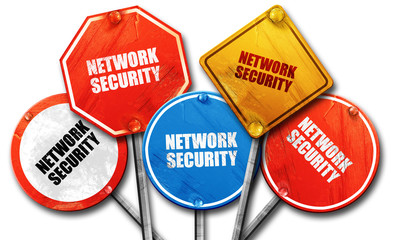 network security, 3D rendering, rough street sign collection