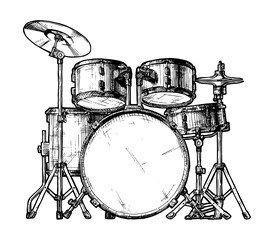 illustration of drum kit - obrazy, fototapety, plakaty