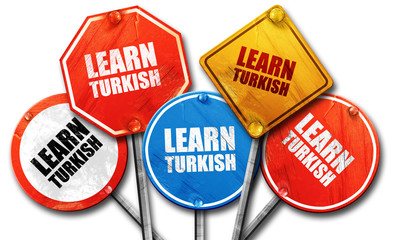 learn turkish, 3D rendering, rough street sign collection