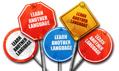 learn another language, 3D rendering, rough street sign collecti
