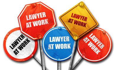 lawyer at work, 3D rendering, rough street sign collection