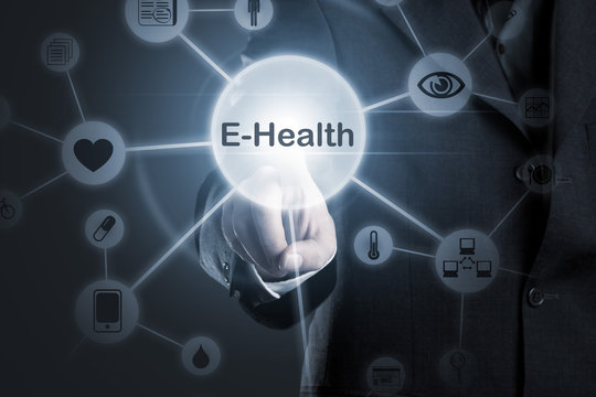E-Health diagnostic, medical and technology symbols network