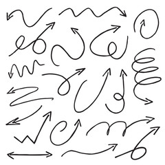 Black Drawn Arrows. Vector Illustration.