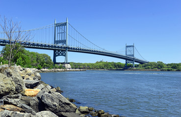 The RFK Triborough Bridge spanning over Randall's Island, consists of three bridges in New York City, connecting the boroughs of the Bronx, Queens and Manhattan 