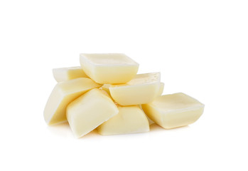 White chocolate pieces  isolated on white background