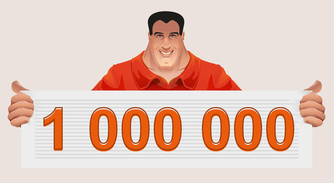 Man holding ticket to win. Check for million
