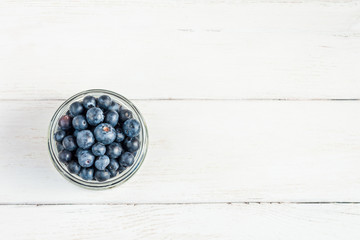 blueberry in the jar, top view, flat lay