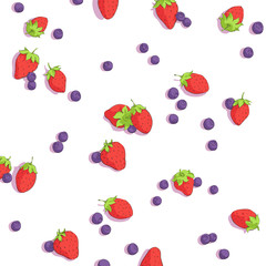 bright strawberries and blueberries