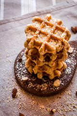 Belgian waffles with grated nuts