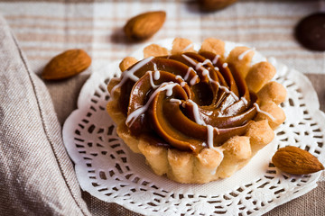 cake with caramel and nuts