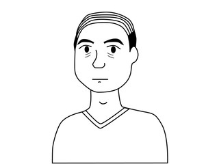Vector illustration of a senior guy who has thinning hair does Japanese barcode hairstyle