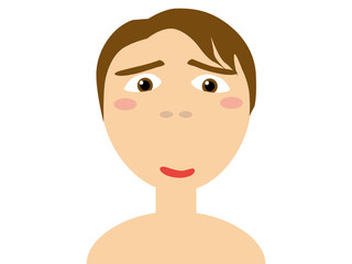 Flat vector illustration of a horny asian naked young guy
