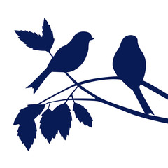 Silhouettes of birds at tre