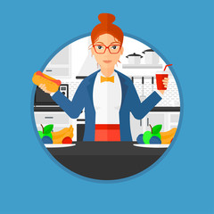 Woman eating fast food.