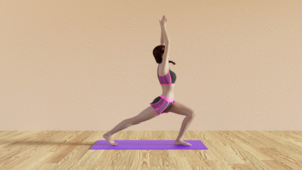 Fototapeta premium Yoga Class Warrior Salute Pose