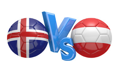 Obraz premium Football competition between national teams Iceland and Austria, 3D rendering