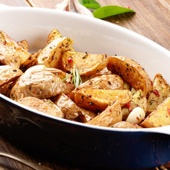 Ceramic dish with Fried potatoes