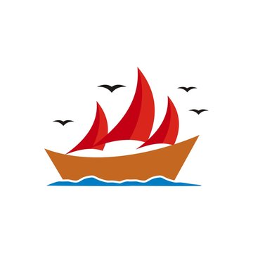 Sailing Boat vector icon symbol yacht