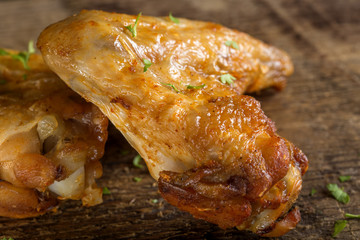 Close up of fried chicken wings
