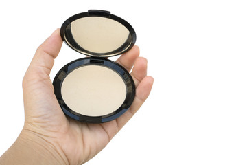 makeup pressed powder in women's hand