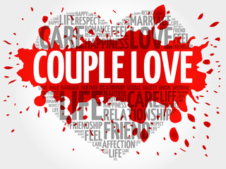 Couple love concept heart word cloud
