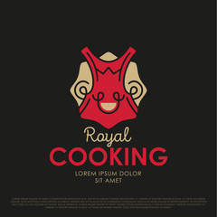 Vector Royal Cooking Logo. Abstract Line Apron symbol. Smile sign