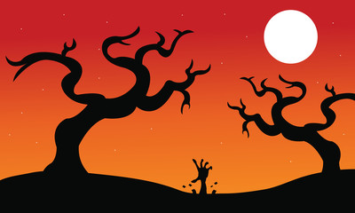 Halloween dry tree silhouette