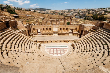Amphitheater in the ancient Roman city,  Jerash, Jordan.