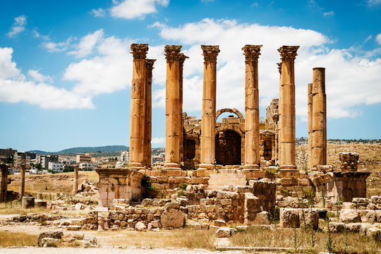 Temple of Artemis in the ancient Roman city of Gerasa,  Jerash, Jordan.
