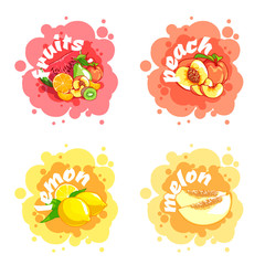 Four stickers with different fruits.
