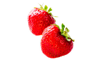 Two ripe strawberries isolated on white background.