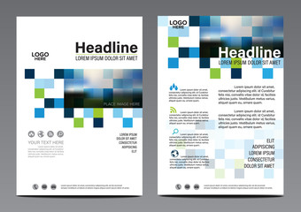 Flat Block Blue pattern Brochure Annual Report Flyer design template. Leaflet cover Presentation Modern flat background. illustration vector in A4 size