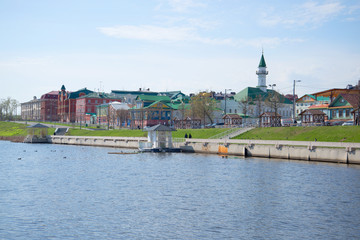 View of the Tartar Village with lake Nizhny Kaban. Kazan, Tatarstan