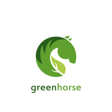 Vector sign or logo green horse.