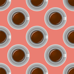 Coffee cup pattern. Cute background with cup. Coffee collection.