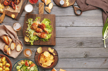 Different food cooked on the grill