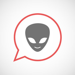 Isolated comic balloon with an alien face