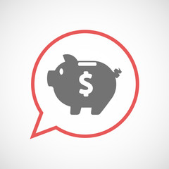 Isolated comic balloon with a piggy bank