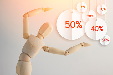 Wooden figure showing up flat tag discount discount promotion co