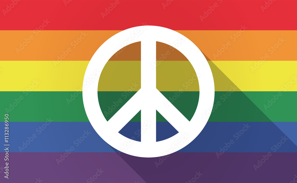 Canvas Prints long shadow gay pride flag with a peace sign