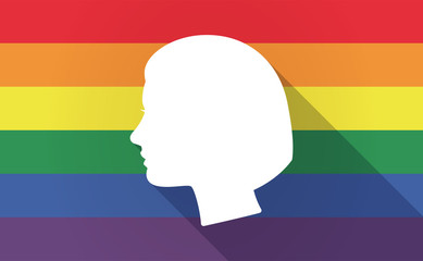 Long shadow Gay Pride flag with a female head