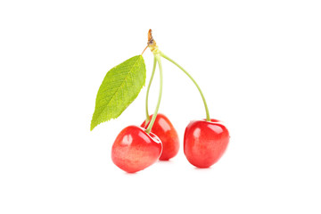 Ripe cherries isolated on a white background