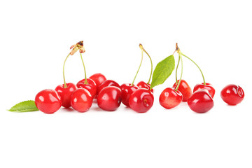 Ripe cherries isolated on a white background