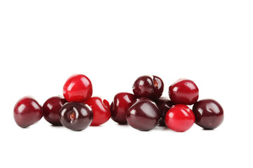 Ripe cherries isolated on a white background